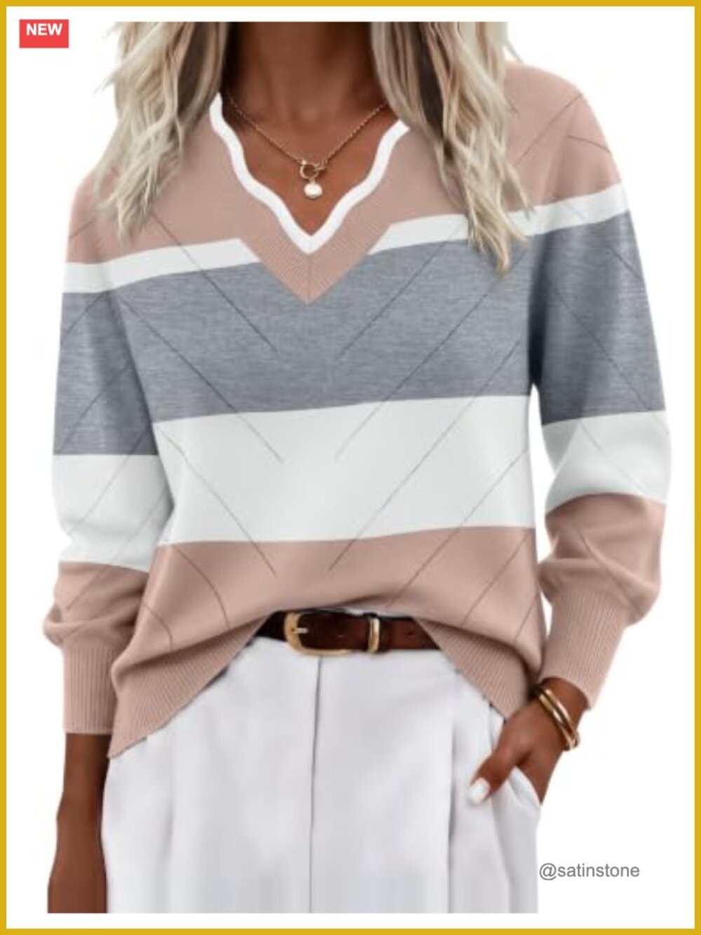 Ekouaer Women's V Neck Knit Sweater Lightweight Long Sleeve Top
